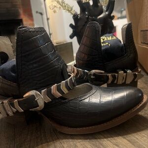 Freebird Blade Black Croc Booties